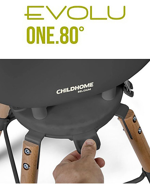 Childhome Evolu ONE.80° Seggiolone Evolutivo e Convertibile Antracite - Seduta Girevole a 180° Seggioloni Pappa