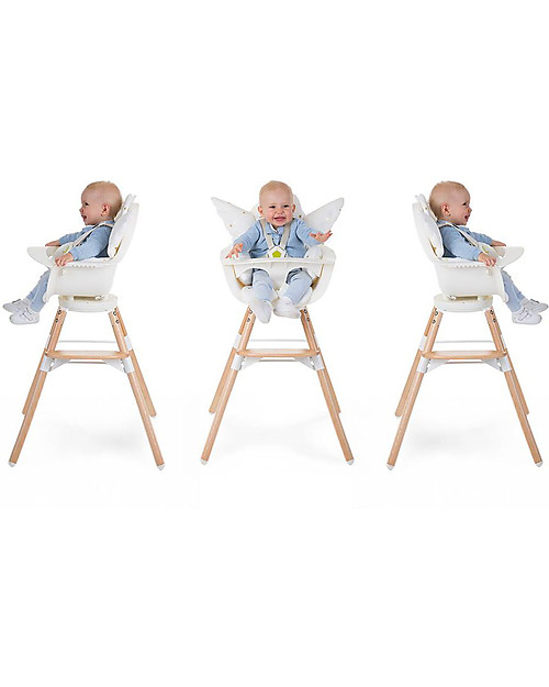 Childhome Evolu ONE.80° Seggiolone Evolutivo e Convertibile Bianco  - Seduta Girevole a 180°! Seggioloni Pappa