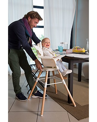 Childhome Evolu ONE.80° Seggiolone Evolutivo e Convertibile Bianco - Seduta Girevole a 180°! Seggioloni Pappa