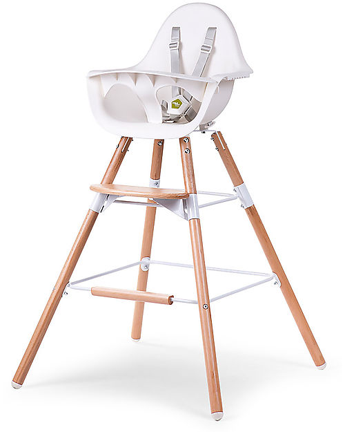 Childhome Evolu ONE.80° Seggiolone Evolutivo e Convertibile + Prolunghe Extra, Bianco - Seduta Girevole! Seggioloni Pappa