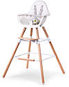 Childhome Evolu ONE.80° Seggiolone Evolutivo e Convertibile + Prolunghe Extra, Bianco - Seduta Girevole! Seggioloni Pappa
