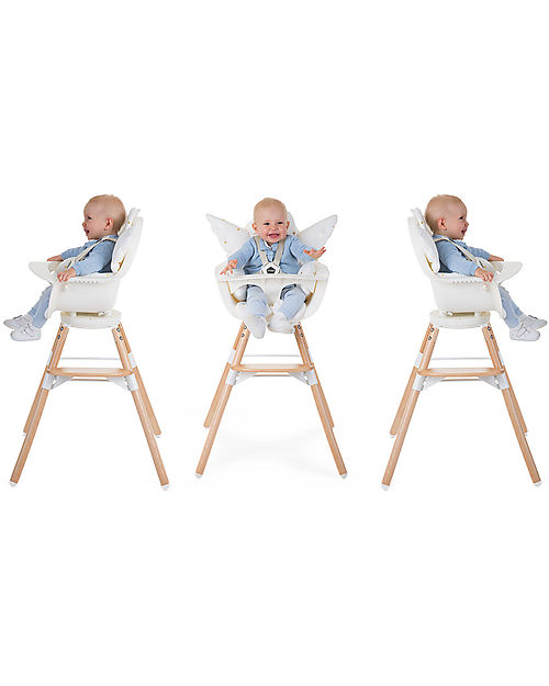 Childhome Evolu ONE.80° Seggiolone Evolutivo e Convertibile + Prolunghe Extra, Bianco - Seduta Girevole! Seggioloni Pappa