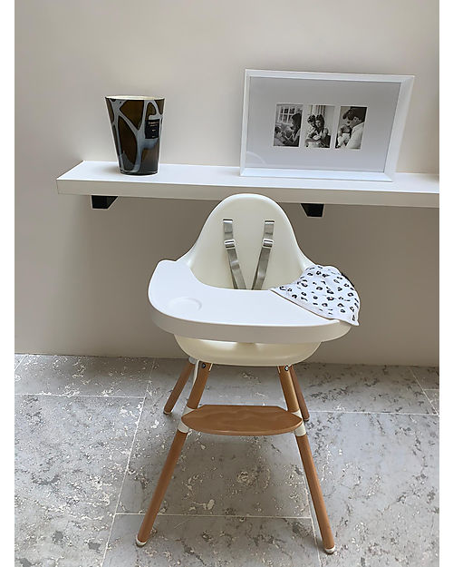 Childhome Evolu ONE.80° Seggiolone Evolutivo e Convertibile + Prolunghe Extra, Bianco - Seduta Girevole! Seggioloni Pappa