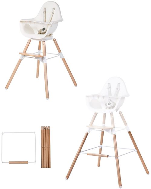 Childhome Evolu ONE.80° Seggiolone Evolutivo e Convertibile + Prolunghe Extra, Bianco - Seduta Girevole! Seggioloni Pappa