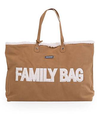 Childhome Family Bag Borsa Fasciatoio 55 x 18 x 40 cm - Camoscio con Dettagli Teddy - Include Materassino per il Cambio! Borse Cambio