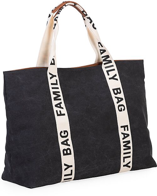 Childhome Family Bag Borsa Weekend - Nera - Collezione Signature - 55x18x40 cm Borse Cambio