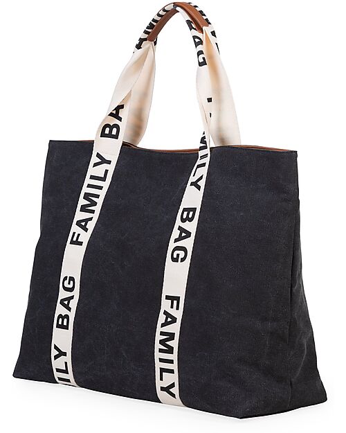 Childhome Family Bag Borsa Weekend - Nera - Collezione Signature - 55x18x40 cm Borse Cambio