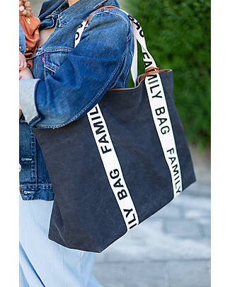 Childhome Family Bag Borsa Weekend - Nera - Collezione Signature - 55x18x40 cm Borse Cambio