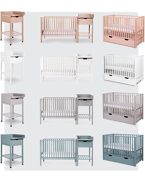 Childhome Fasciatoio con Cassetto, Bianco - Include ruote amovibili! Fasciatoi