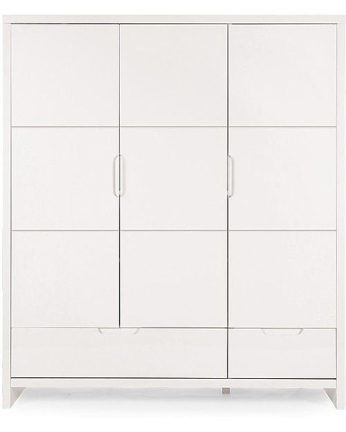 Childhome Grande Armadio Bianco Quadro a 3 Ante e 2 Cassetti Armadi