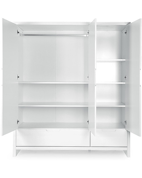 Childhome Grande Armadio Bianco Quadro a 3 Ante e 2 Cassetti Armadi