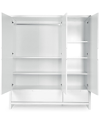 Childhome Grande Armadio Bianco Quadro a 3 Ante e 2 Cassetti Armadi