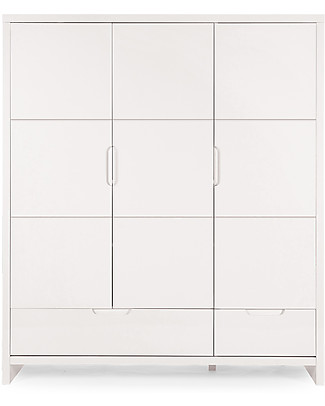 Childhome Grande Armadio Bianco Quadro a 3 Ante e 2 Cassetti Armadi_FAKE