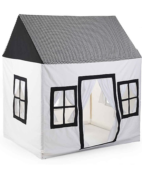 Childhome Grande Casa Bianca e Nera in Cotone - 125x95x145 cm Tende Gioco