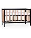 Childhome Lettino Culla con Sbarre - 126 x 66 x 82 cm - Nero/Naturale - Tre Altezze! Lettini con Sbarre