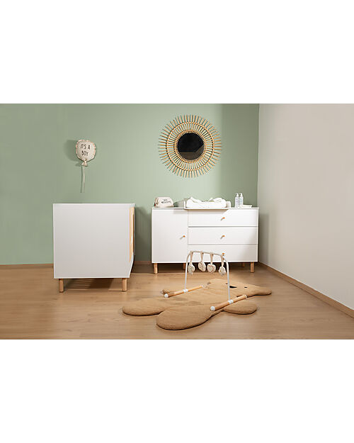 Childhome Lettino Culla con Sbarre - 145x75x95 cm - Bianco - Convertibile 0-6 anni! Letti Trasformabili