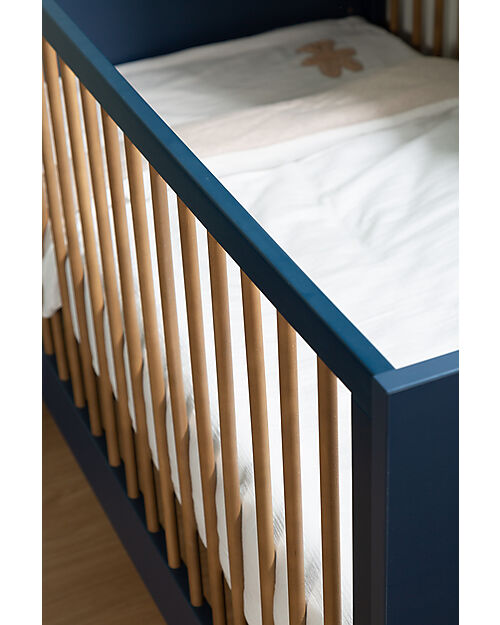 Childhome Lettino Culla con Sbarre - 145x75x95 cm - Blu - Convertibile 0-6 anni! Letti Trasformabili