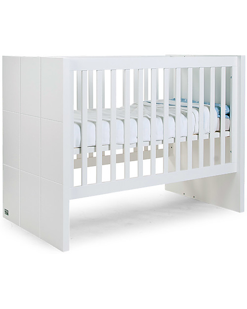 Childhome Lettino Trasformabile con Sbarre Quadro 120 x 60 - Bianco -  Diventa un Letto Junior 200 x 90 cm Lettini con Sbarre