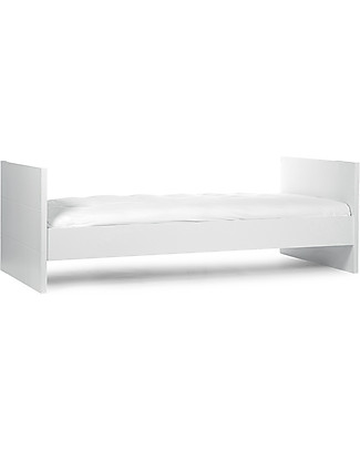 Childhome Lettino Trasformabile con Sbarre Quadro 120 x 60 - Bianco - Diventa un Letto Junior 200 x 90 cm Lettini con Sbarre