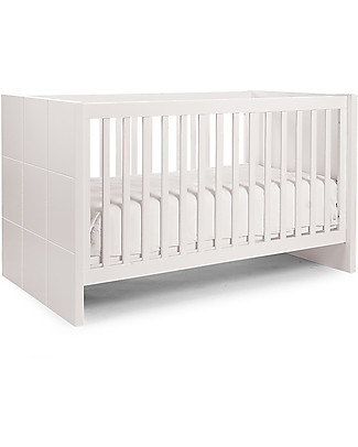 Childhome Letto con Sbarre 70x140 cm + Armadio a 3 Ante + Cassettiera Quadro Armadi