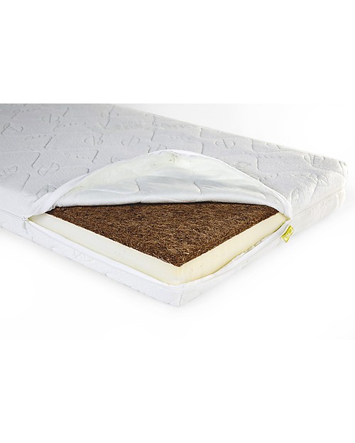 Childhome Materasso Duo Kokos Natural Safe Sleeper, 140x70x10 cm - Coprimaterasso in bambù Materassi