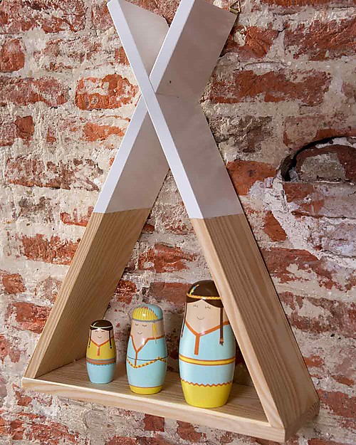 Childhome Mensola Tipi 35 x 12 x 47 cm, Legno + Bianco - Faggio massello Mensole