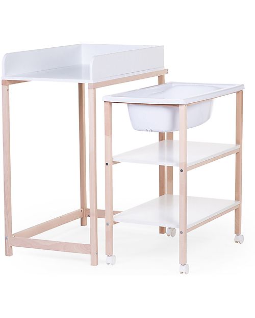 Childhome Mobile Nursery Fasciatoio e Bagnetto con ruote - Bianco Fasciatoi