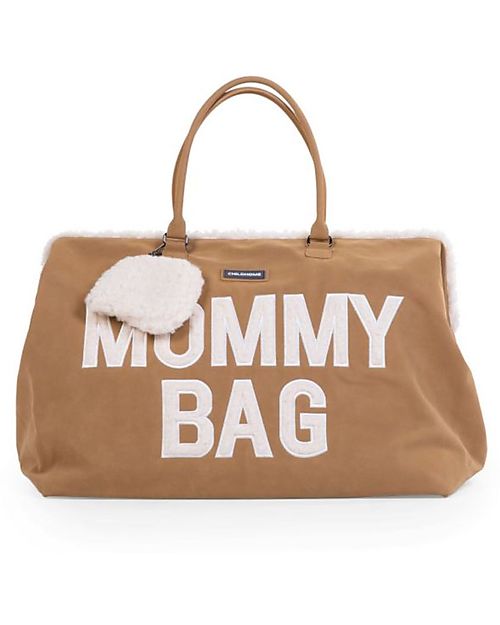 Childhome Mommy Bag Borsa Fasciatoio 55 x 30 x 40 cm - Camoscio con Dettagli Teddy - Include Materassino per il Cambio! Borse Cambio