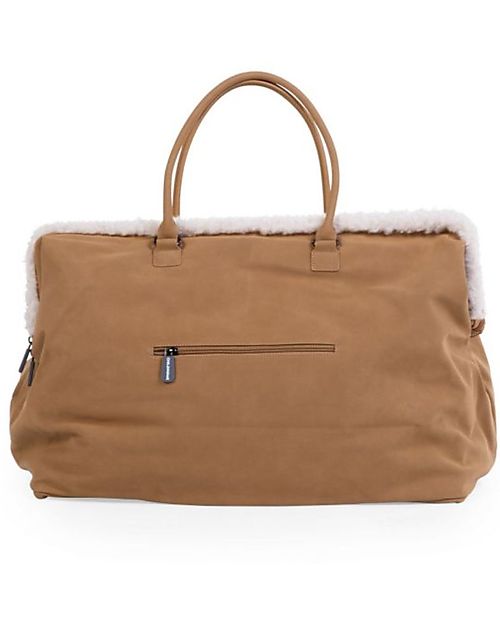 Childhome Mommy Bag Borsa Fasciatoio 55 x 30 x 40 cm - Camoscio con Dettagli Teddy - Include Materassino per il Cambio! Borse Cambio