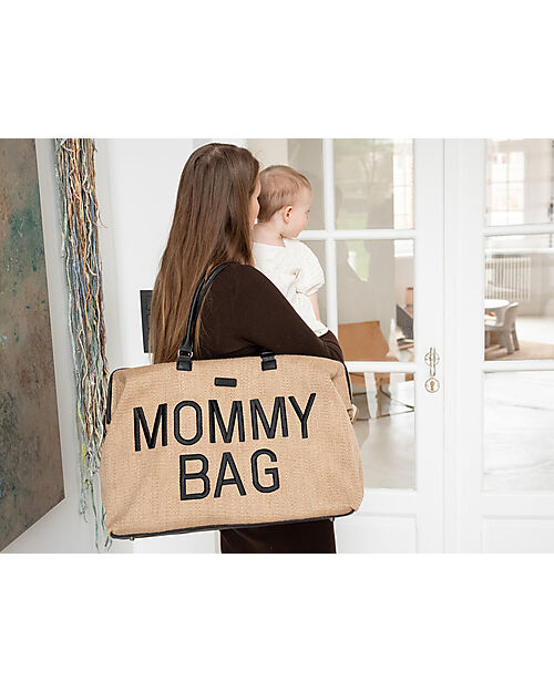 Childhome Mommy Bag Borsa Fasciatoio 55 x 30 x 40 cm - Rafia- Include Materassino per il Cambio!
 Borse Cambio