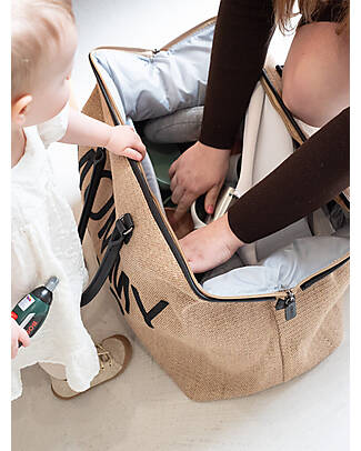 Childhome Mommy Bag Borsa Fasciatoio 55 x 30 x 40 cm - Rafia- Include Materassino per il Cambio!
 Borse Cambio