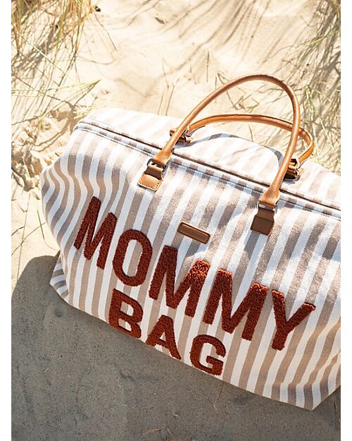 Childhome Mommy Bag Borsa Fasciatoio 55 x 30 x 40 cm - Righe - Nude/Terracotta - Include Materassino per il Cambio! Borse Cambio