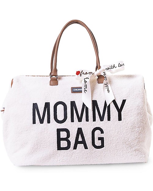 Childhome Mommy Bag Borsa Fasciatoio - 55 x 30 x 40 cm - Teddy Panna - Include materassino per il cambio! Borse Cambio