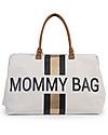 Childhome Mommy Bag Borsa Fasciatoio - 55x30x40 cm - Righe Nero/Oro - Include materassino per il cambio! Borse Cambio