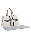 Childhome Mommy Bag Borsa Fasciatoio - 55x30x40 cm - Righe Nero/Oro - Include materassino per il cambio! Borse Cambio