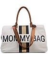 Childhome Mommy Bag Borsa Fasciatoio - 55x30x40 cm - Righe Nero/Oro - Include materassino per il cambio! Borse Cambio