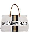 Childhome Mommy Bag Borsa Fasciatoio - 55x30x40 cm - Righe Nero/Oro - Include materassino per il cambio! Borse Cambio