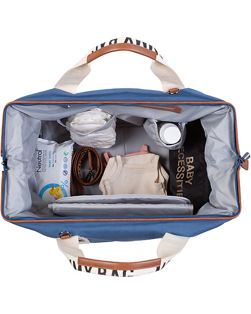 Childhome Mommy Bag - Indigo - Collezione Signature - 55x30x40 cm - Include Materassino per il Cambio! Borse Cambio