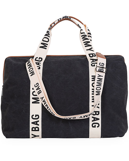 Childhome Mommy Bag - Nero - Collezione Signature - 55x30x40 cm - Include Materassino per il Cambio! Borse Cambio