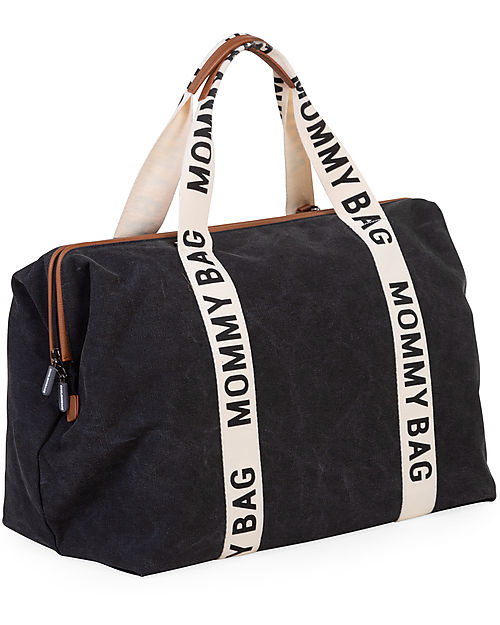 Childhome Mommy Bag - Nero - Collezione Signature - 55x30x40 cm - Include Materassino per il Cambio! Borse Cambio