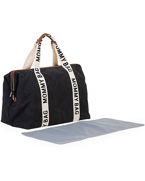 Childhome Mommy Bag - Nero - Collezione Signature - 55x30x40 cm - Include Materassino per il Cambio! Borse Cambio