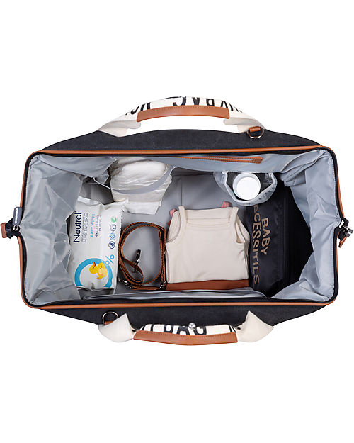 Childhome Mommy Bag - Nero - Collezione Signature - 55x30x40 cm - Include Materassino per il Cambio! Borse Cambio