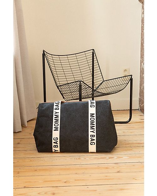Childhome Mommy Bag - Nero - Collezione Signature - 55x30x40 cm - Include Materassino per il Cambio! Borse Cambio