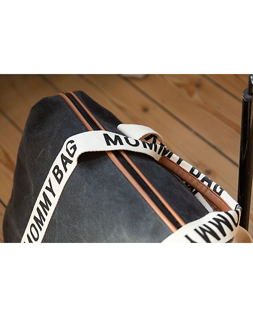 Childhome Mommy Bag - Nero - Collezione Signature - 55x30x40 cm - Include Materassino per il Cambio! Borse Cambio