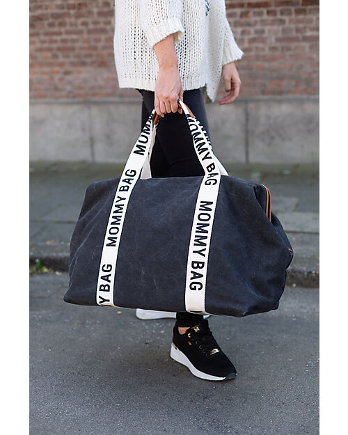 Childhome Mommy Bag - Nero - Collezione Signature - 55x30x40 cm - Include Materassino per il Cambio! Borse Cambio