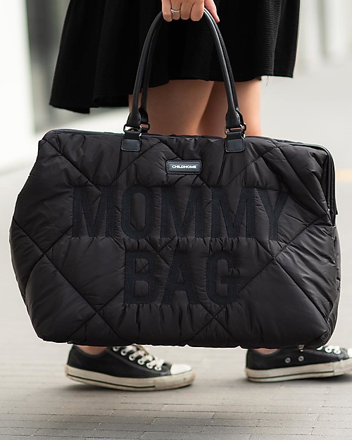 Childhome Mommy Bag Trapuntata Borsa Fasciatoio - 55 x 30 x 40 cm - Nero - Include Materassino per il Cambio! Borse Cambio