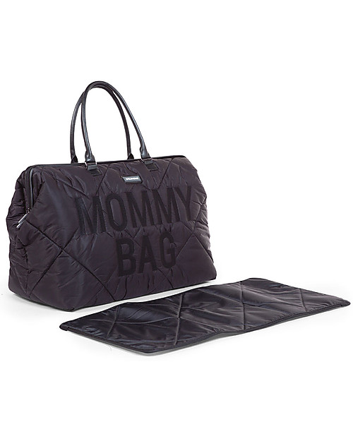 Childhome Mommy Bag Trapuntata Borsa Fasciatoio - 55 x 30 x 40 cm - Nero - Include Materassino per il Cambio! Borse Cambio