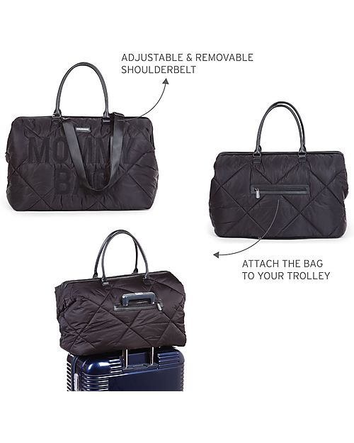 Childhome Mommy Bag Trapuntata Borsa Fasciatoio - 55 x 30 x 40 cm - Nero - Include Materassino per il Cambio! Borse Cambio