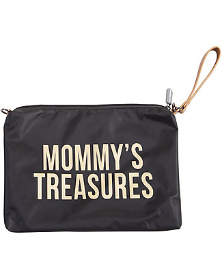 Childhome Mommy Treasures Pochette Donna - 33x23 cm - Nero ed Oro Trousse & Pochette