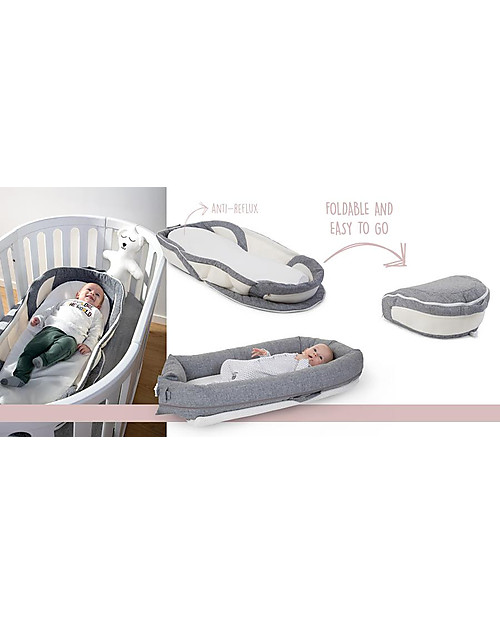 Childhome Nido Riduttore per Culla, Bianco e Grigio - Pieghevole e Regolabile! Materassi